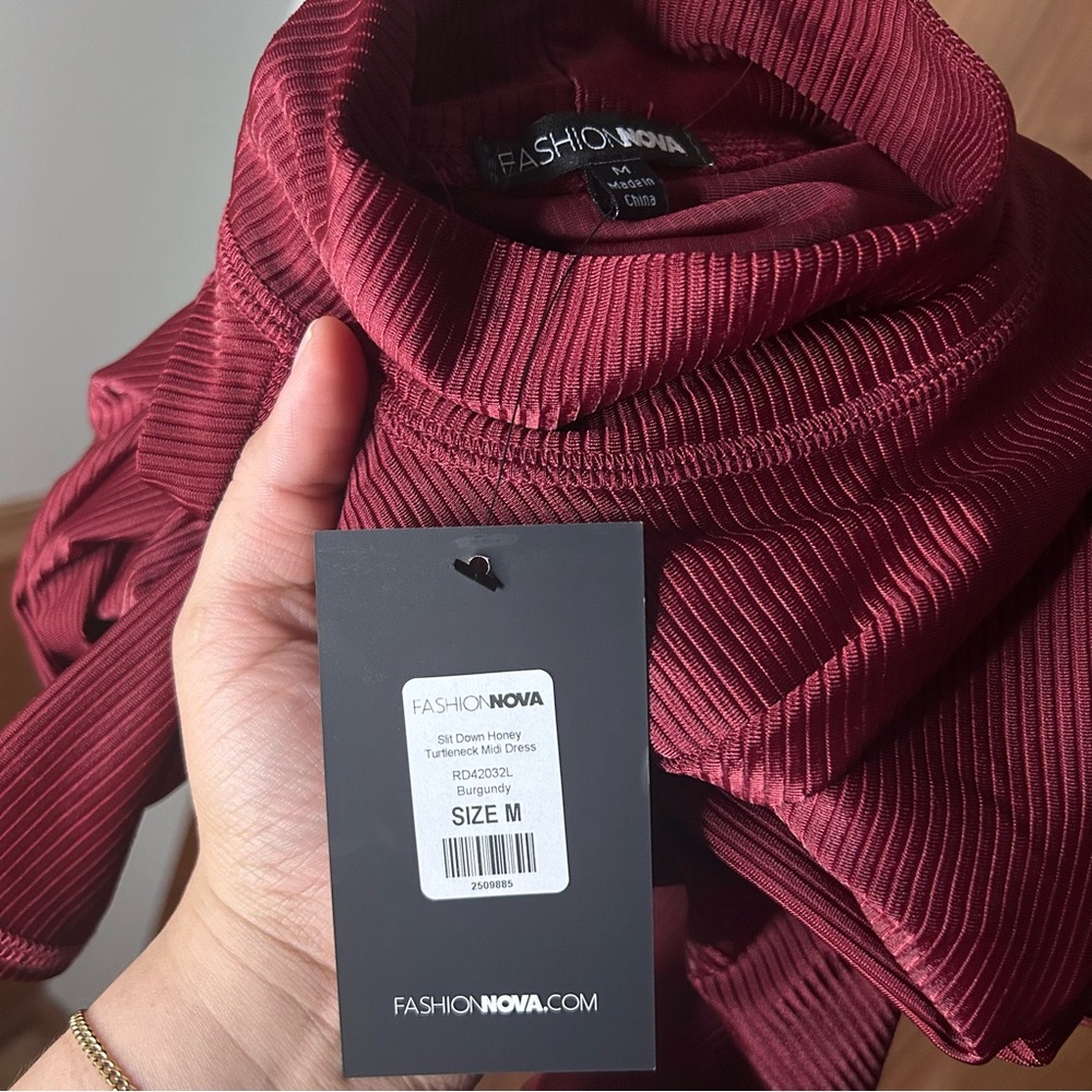 Fashion Nova Red Long Sleeve Burgundy Dress - Picture 3 of 5